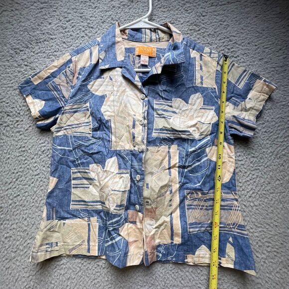 Nani Hawaiian Shirt Womens Small Blue Aloha Floral Button Up Short Sleeve - Picture 3 of 14